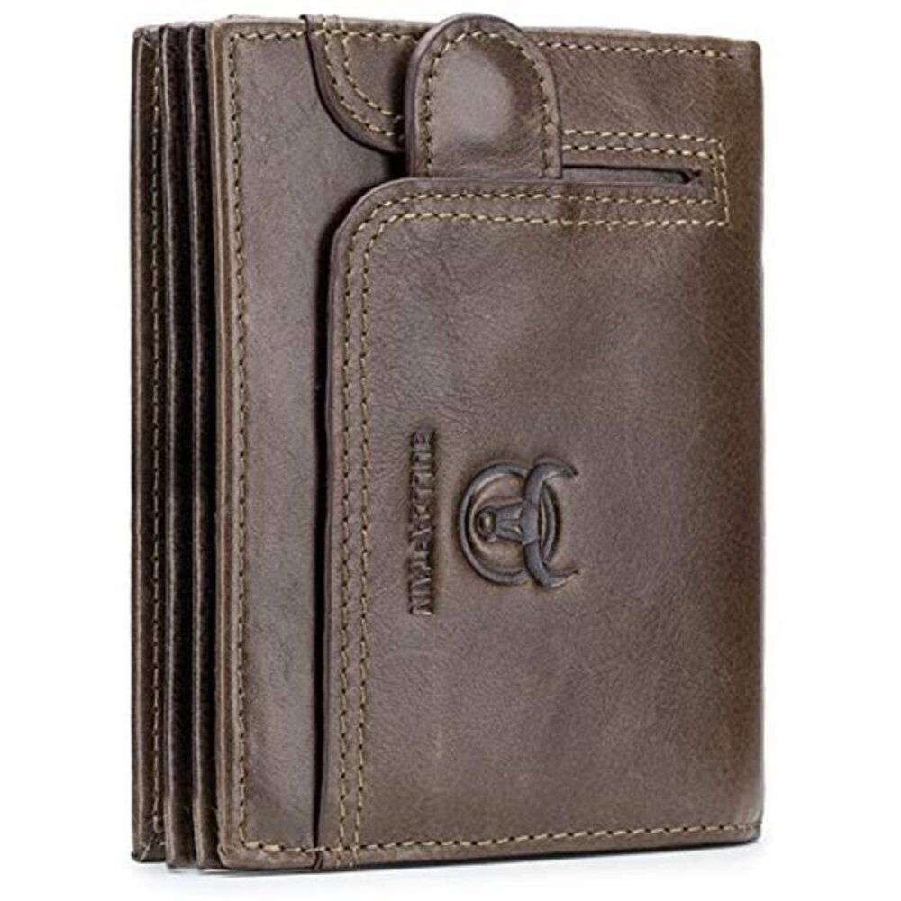 Leather Bifold Wallet Men RFID Blocking Card Holder